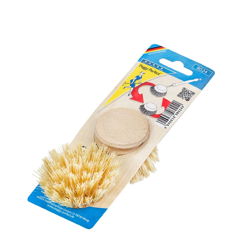 Peggy Perfect têtes de remplacement brosse à vaisselle, bois de hêtre, brosses en fibres naturelles, 2 pièces