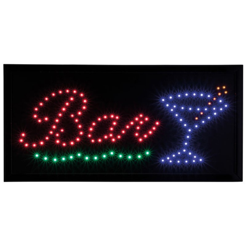 Securit Tableau lumineux LED OUVERT, 2 couleurs d'éclairage, noir, 48×24 cm
