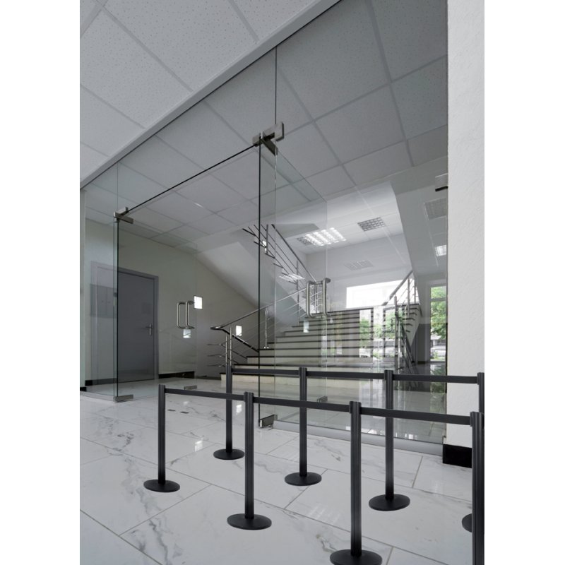 Securit afzetpaal uittrekbaar voet, zwart, edelstaal, 88 mm