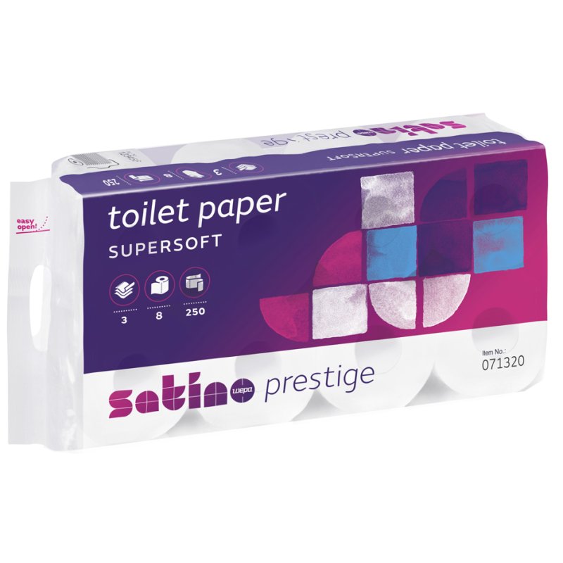 satino by wepa toiletpapier Prestige, 3-laags, hochwit, 8 rollen à 250 vel