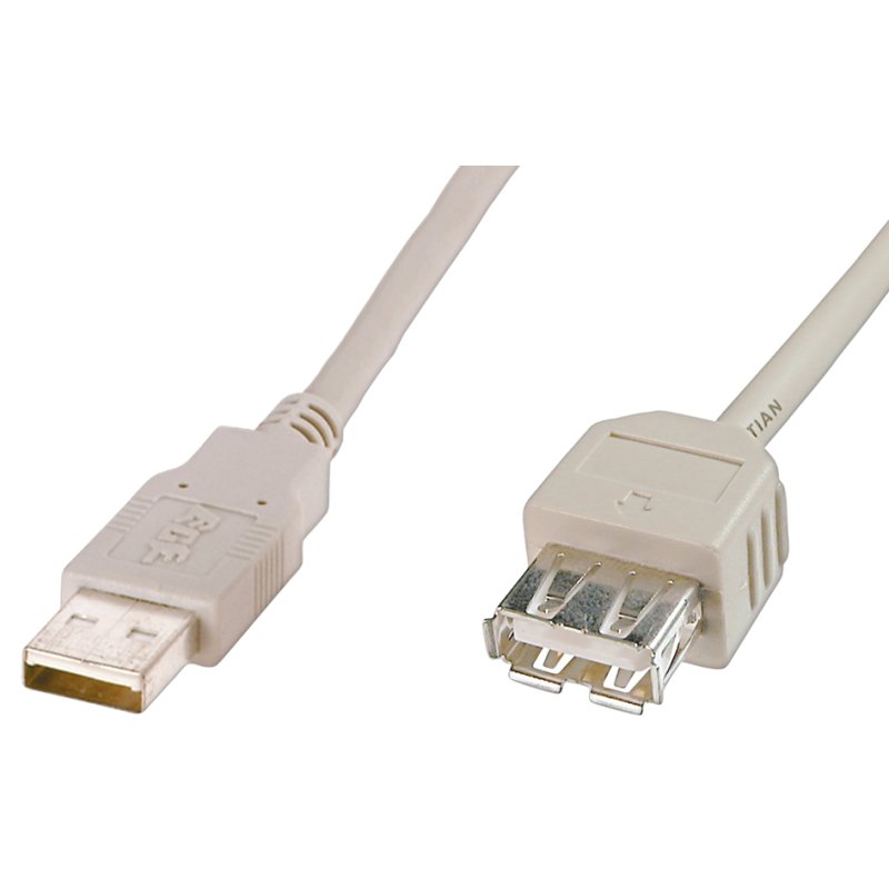 DIGITUS USB 2.0 verlengkabel, beige, USB-A stekker - koppeling