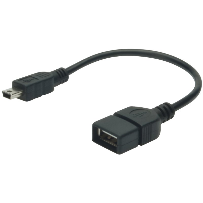 DIGITUS Câble adaptateur USB 2.0, Mini USB-B vers USB-A, noir, 0,2 m