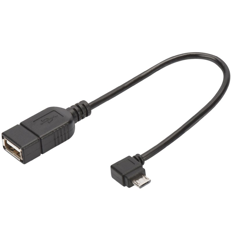 DIGITUS Câble adaptateur USB 2.0, noir, Micro USB-B vers USB-A, coudé, 0,15 m
