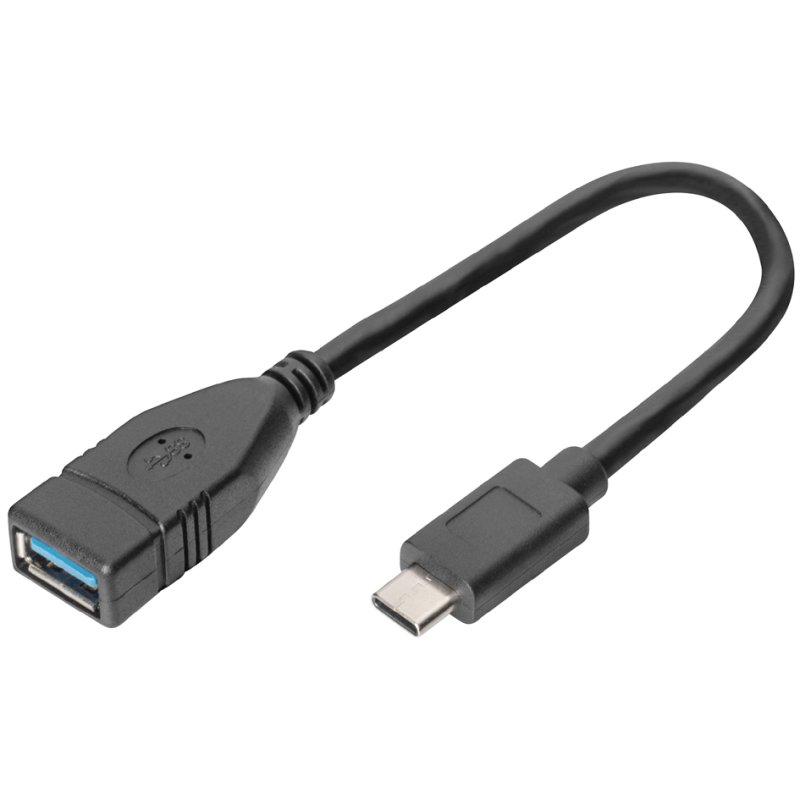 DIGITUS Câble adaptateur USB 3.0, USB-C vers USB-A, noir, 0,15 m