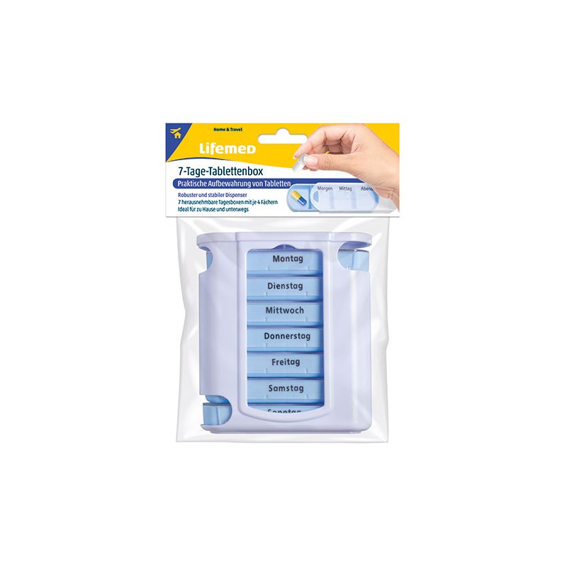 Lifemed pillendoos 7 dagen, kunststof, wit/blauw