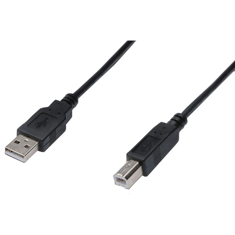 DIGITUS Câble USB 2.0 USB-A vers USB-B, noir, 1,8 mètre