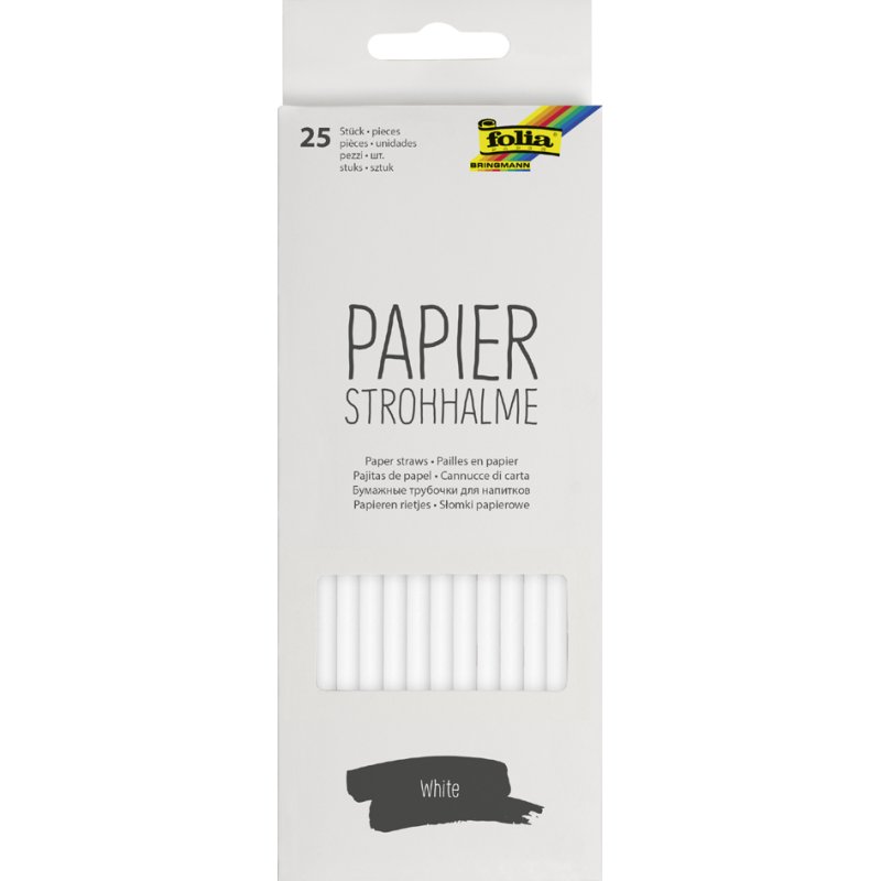 folia papieren rietjes, zwart, 200 mm, 25 stuks