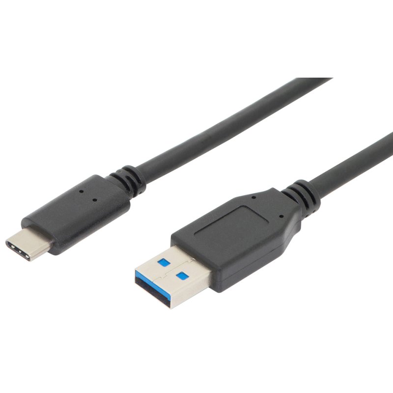 DIGITUS USB kabel, USB-C naar USB-A, zwart, 1,0 m