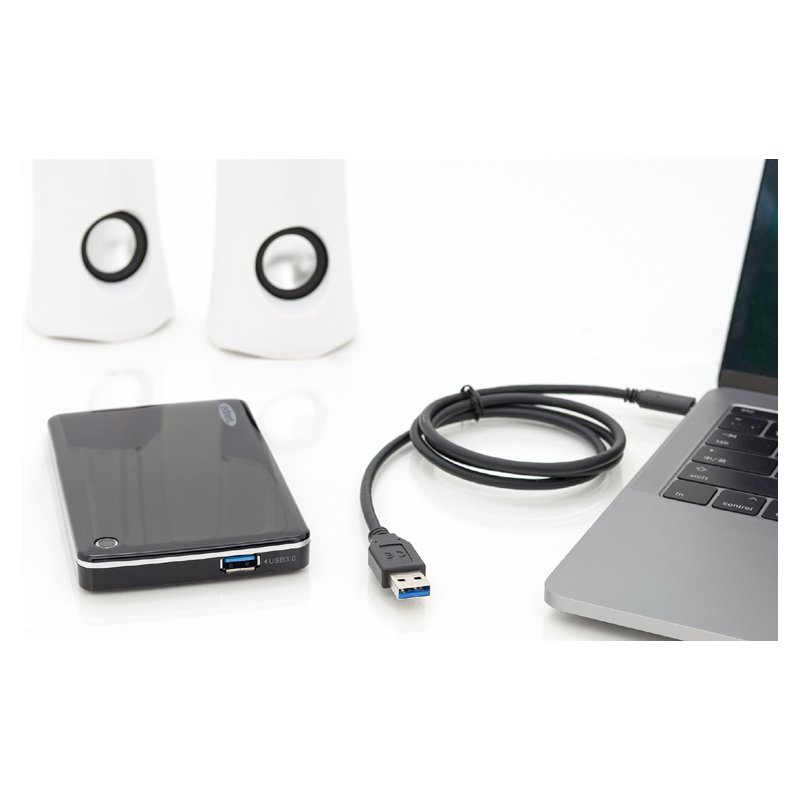 DIGITUS Câble USB 3.1, USB-C vers USB-A, noir, 1,0 m