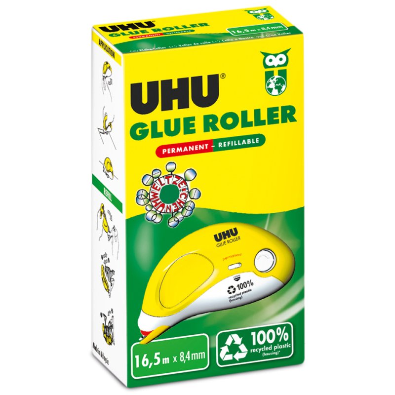 UHU rouleau adhésif permanent, rechargeables, 8,4 mm × 16,5 m