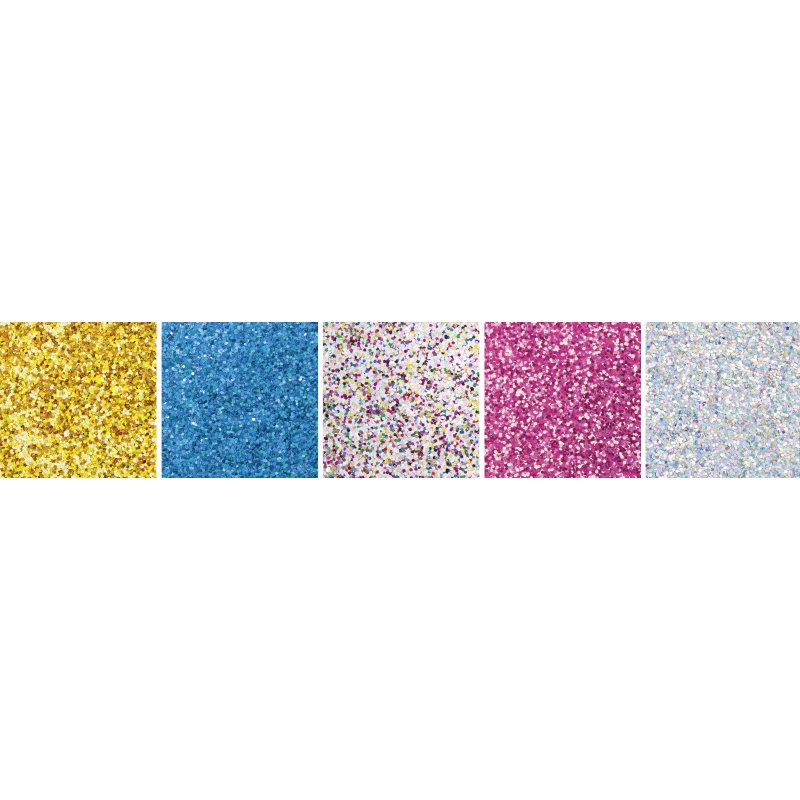 folia glitterkarton grof, 174 × 245 mm, 300 g/m², 5-kleurig sortiment