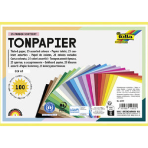 folia gekleurd tekenpapier A5, 130 g/m², 25 kleuren gesorteerd, 100 vel