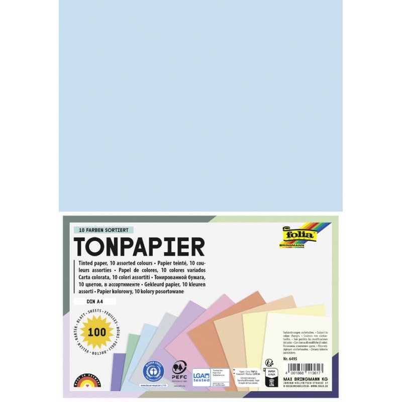 folia gekleurd papier PASTELL, A4, 130 g/m², 100 vel