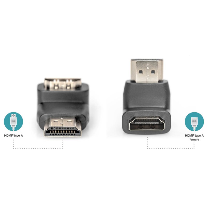 DIGITUS Adaptateur HDMI coudé, 90 degrés, HDMI-A, noir