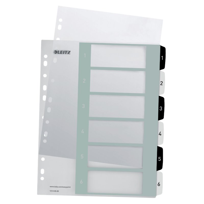 LEITZ intercalaires WOW plastique A4 extra-large, chiffres 1-12, PP 0,30 mm