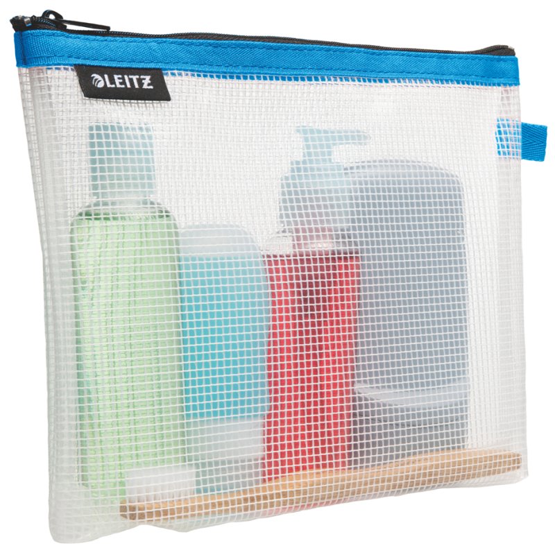 Leitz trousse de toilette WOW voyageur, transparent/bleu, 240×170 mm
