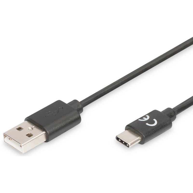 DIGITUS Câble USB 2.0, USB-C vers USB-A, noir, 3,0 m