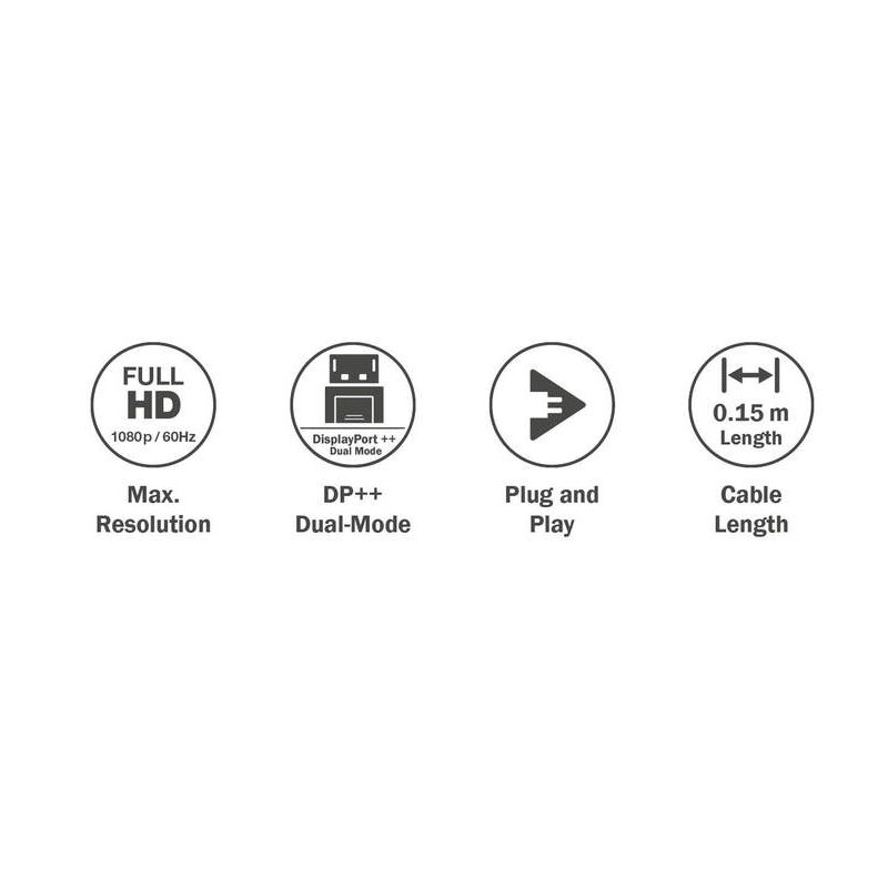 DIGITUS DisplayPort naar HDMI adapter kabel, wit, 0,15 m
