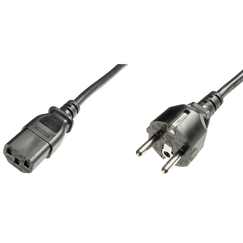 DIGITUS câble d'alimentation avec terre, CEE 7/7 vers C13, noir, 1,2 m