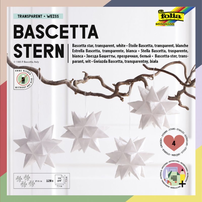 folia vouwblaadjes Bascetta-ster, 75×75 mm, rood, 128 vel