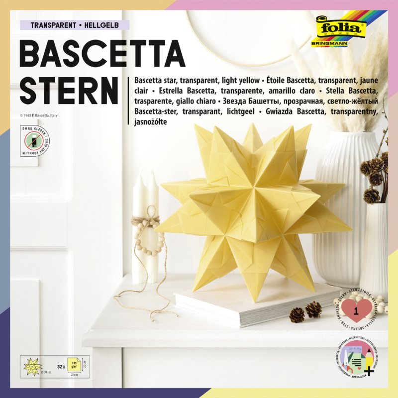 folia vouwblaadjes Bascetta-ster, 200×200 mm, roze, 32 vel