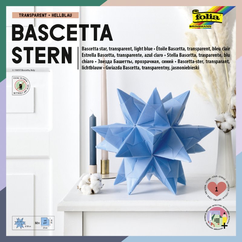 folia vouwblaadjes Bascetta-ster, 200×200 mm, roze, 32 vel