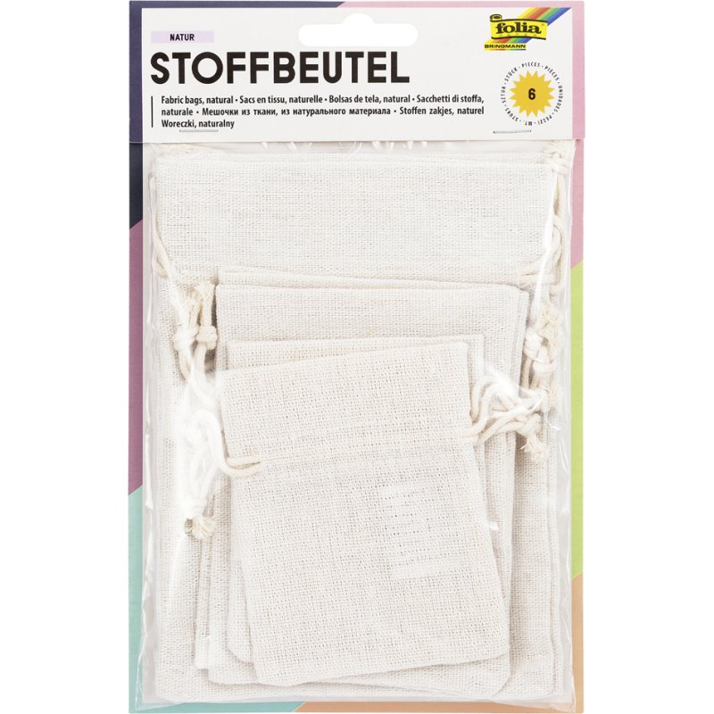 folia stofzakken naturel, katoen/polyester, 3 maten, 6 stuks