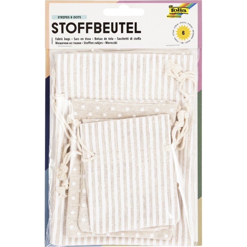 folia stofzakken met bedrukt motief, katoen/polyester, 3 maten, 6 stuks