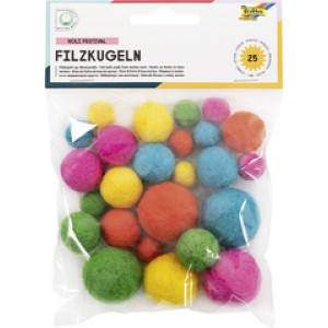 folia viltballen Holi Festival, merino wol, 10-30 mm, 25 stuks