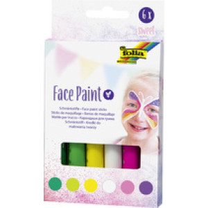 folia schminkstiften Face Paint Set SWEET, 6 kleuren, 6 stuks
