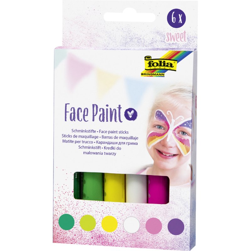 folia schminkstiften Face Paint Set WILD, 6 kleuren, 6 stuks