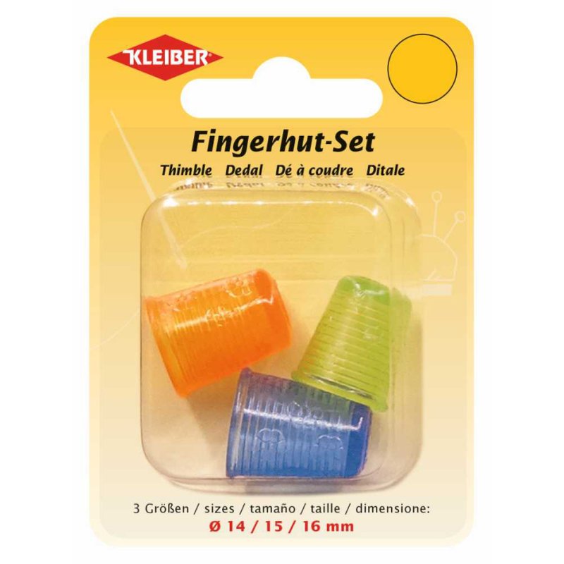 KLEIBER ensemble de dés à coudre, 100% caoutchouc, bleu/orange/vert, 3 pièces
