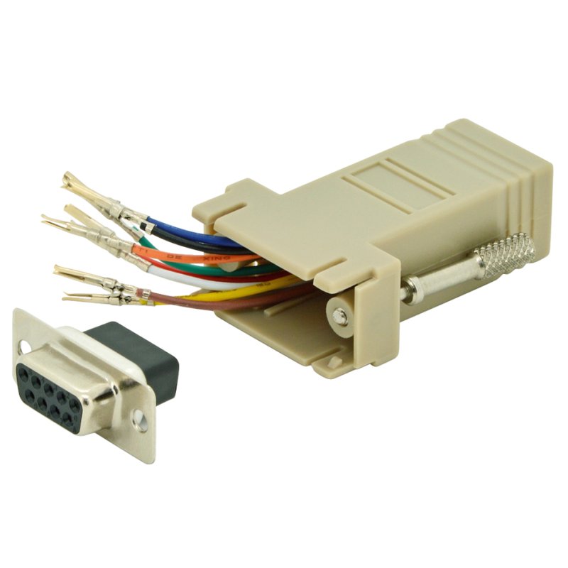 DIGITUS Adaptateur RS-232, DB9-femelle vers RJ45-femelle, beige