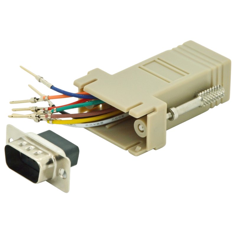 DIGITUS Adaptateur RS-232, DB9-femelle vers RJ45-femelle, beige