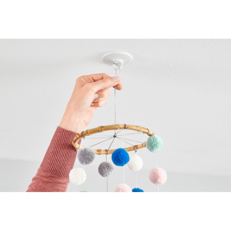 tesa Powerstrips ceiling hook, white, reusable, 0.5 kg, 1 hook + 3 strips