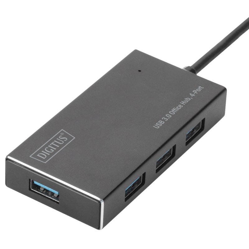 DIGITUS USB 3.0 hub with power supply, 4 ports, black, 5 Gbps