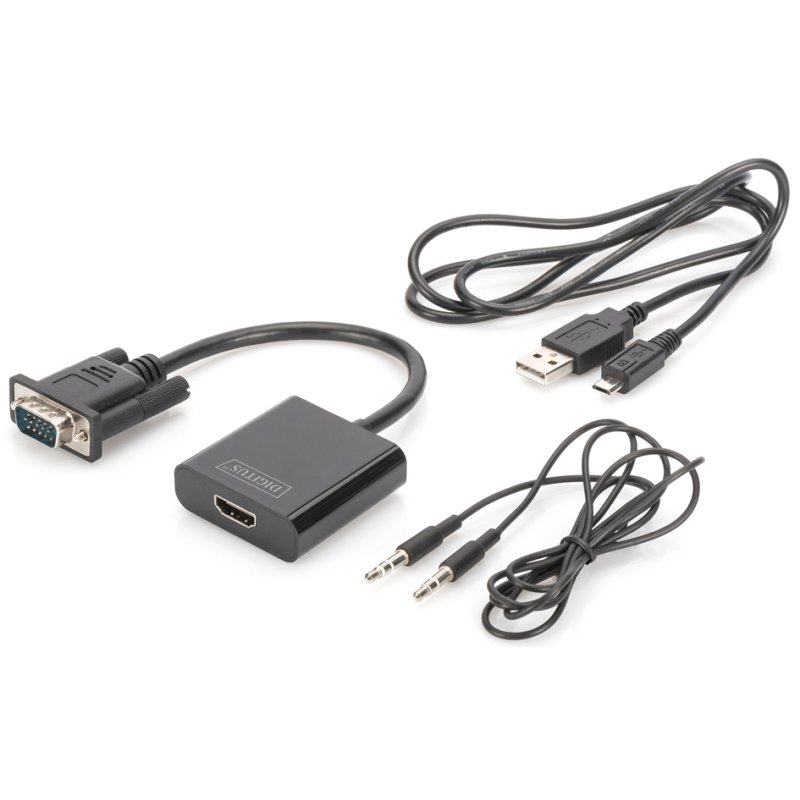 DIGITUS VGA to HDMI + audio converter, black, 6.75 Gbps