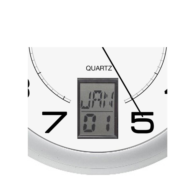 UNiLUX wall clock INSTINCT, silver, LCD display, diameter 305 mm