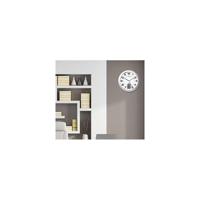 UNiLUX wall clock INSTINCT, silver, LCD display, diameter 305 mm