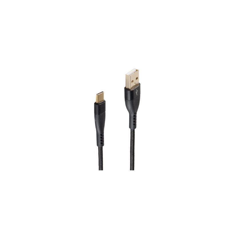 shiverpeaks PRO Series II USB 2.0 cable USB-C to USB-A, black, 1.0 m, gold-plated contacts