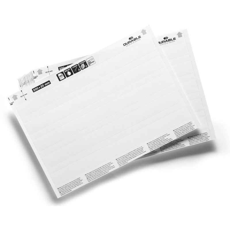 DURABLE étiquettes à insérer LABEL REFILL, 200 × 20 mm, 20 feuilles de 100 pièces
