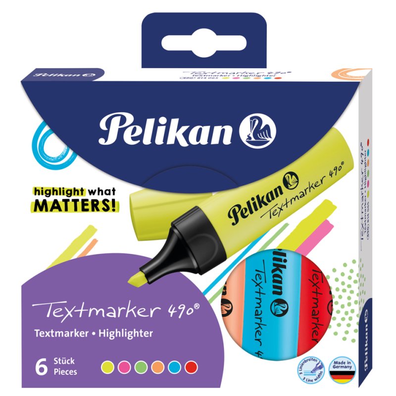 Pelikan highlighters, mixed colours, chisel tip, 4 pieces