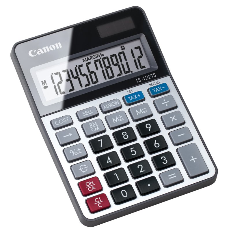 Canon calculatrice de bureau LS-122TS, argent/noir, écran 12 chiffres, solaire/batterie