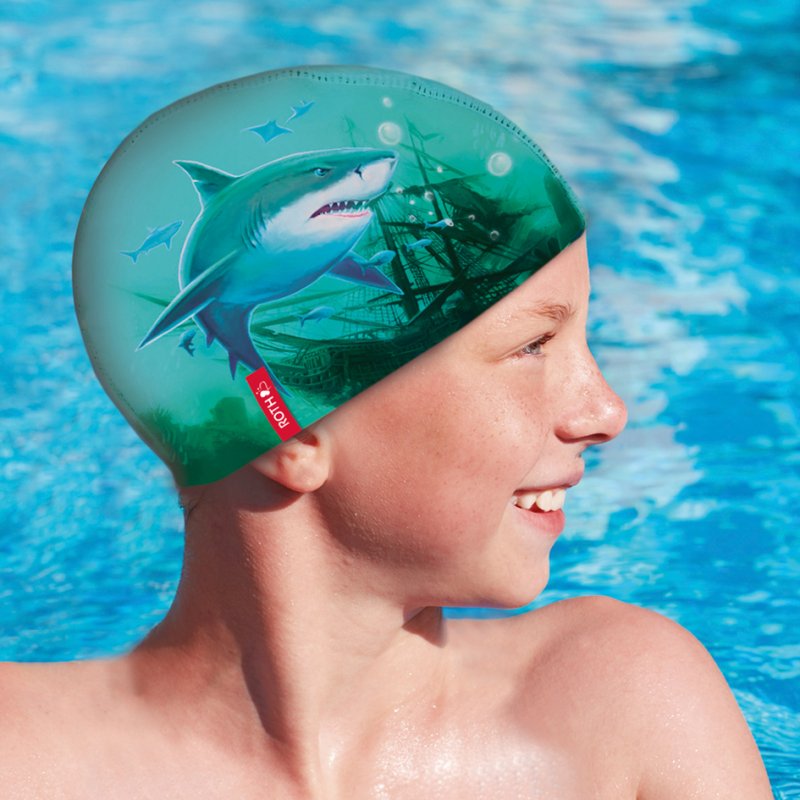 ROTH bonnet de natation enfant Police, 82% polyester 18% élasthanne, tour de tête 44-56 cm