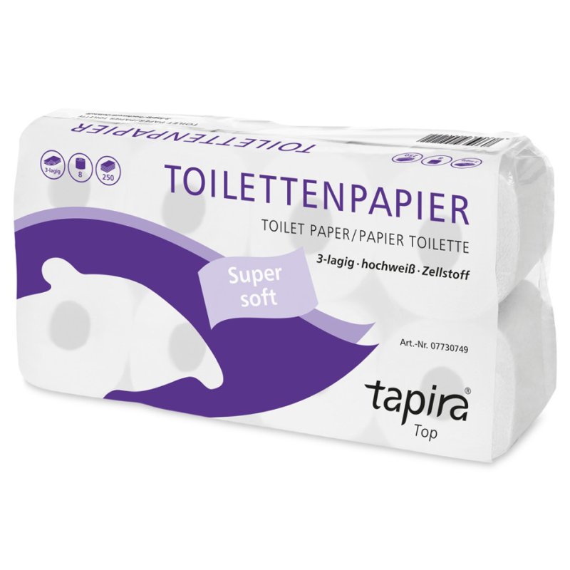 Tapira toiletpapier premium, 4-laags, hochwit, 8 rollen