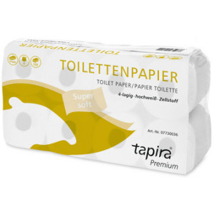 Tapira toiletpapier premium, 4-laags, hochwit, 8 rollen