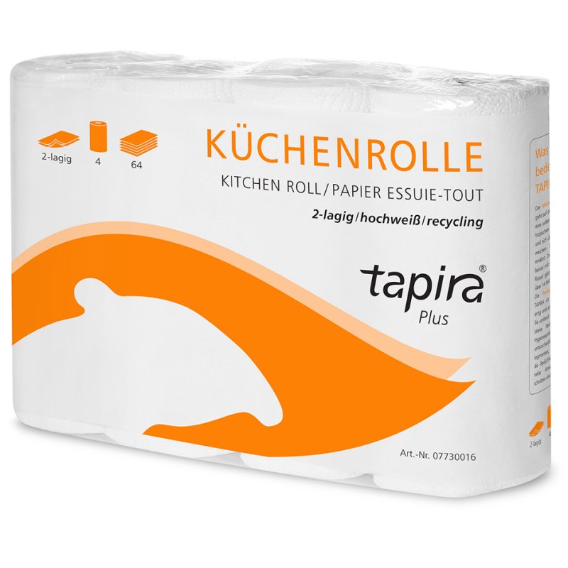 Tapira keukenrol Plus, 2-laags, hochwit, 4 rollen