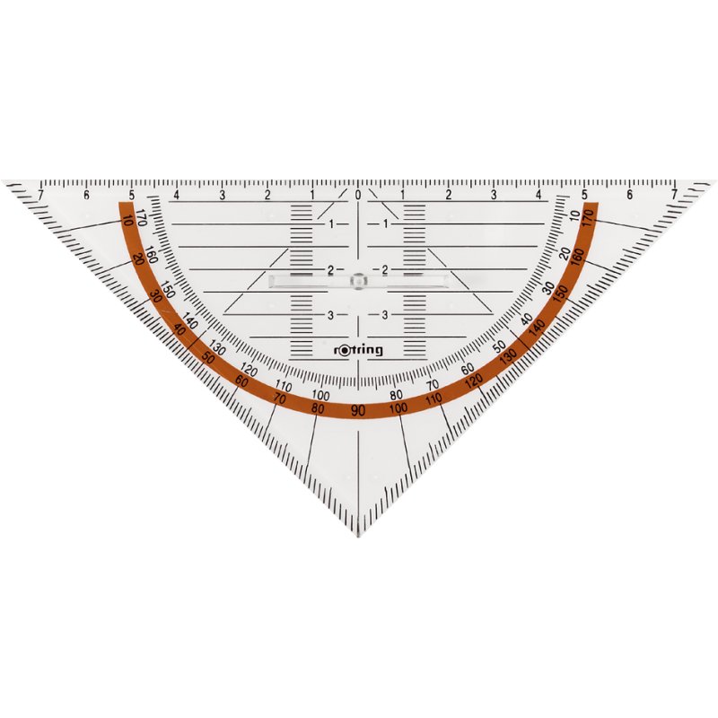 rotring geometrische driehoek Centro, handgreep, helder, hypotenusa 230 mm