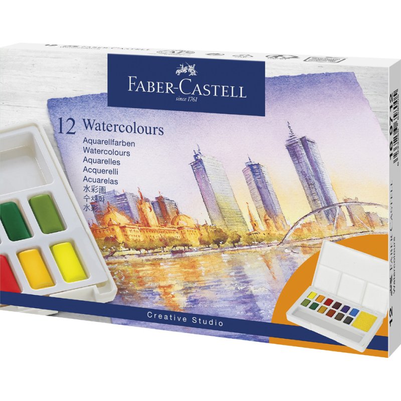 Faber-Castell godets d'aquarelle, 24 couleurs, palette amovible