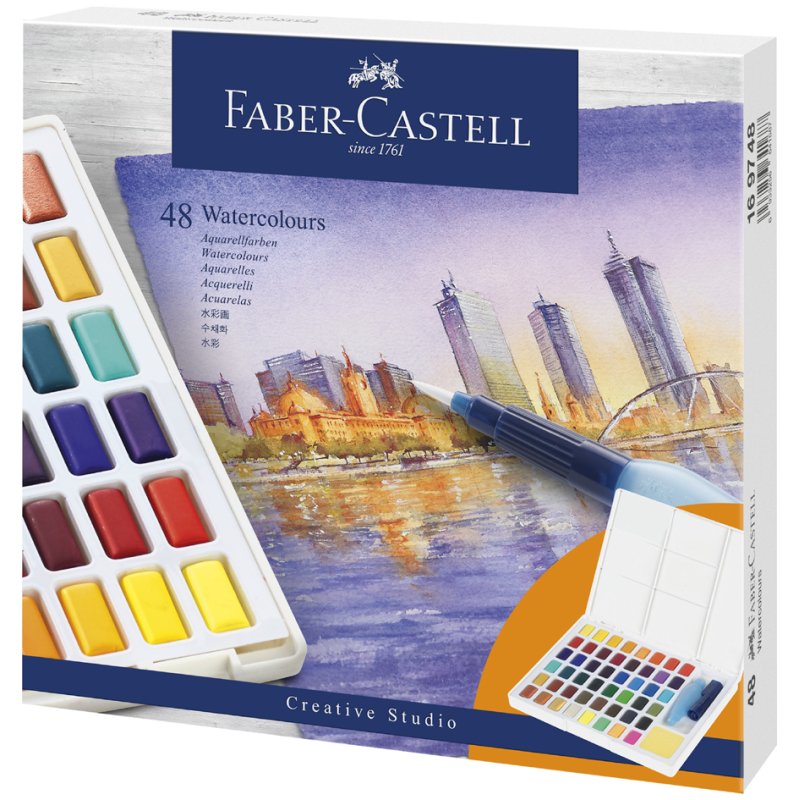Faber-Castell godets d'aquarelle, 24 couleurs, palette amovible